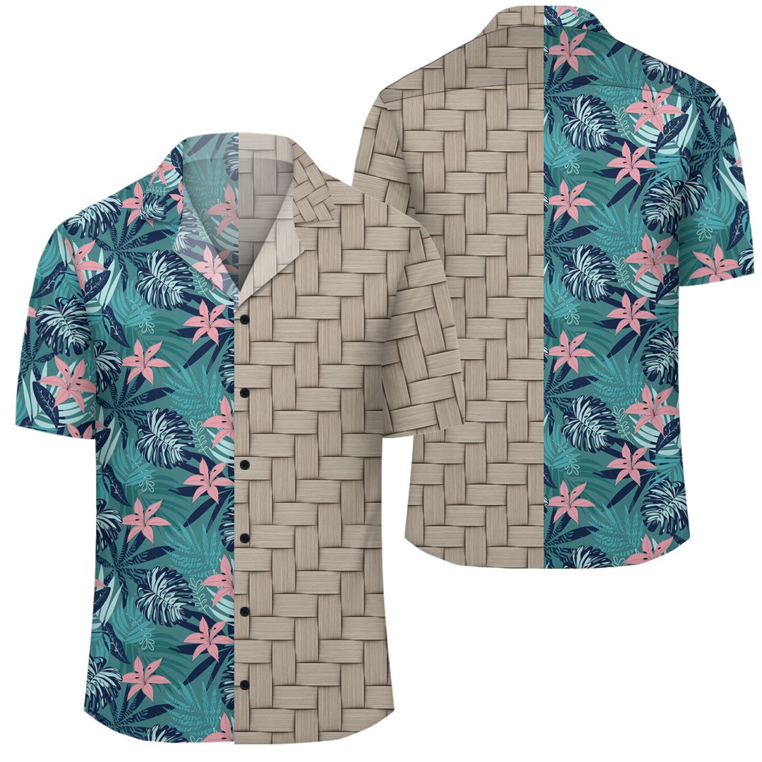 Hawaii Tropical Monstera Leaf Blue Lauhala Moiety Hawaiian Shirt Unisex Art - Polynesian Pride