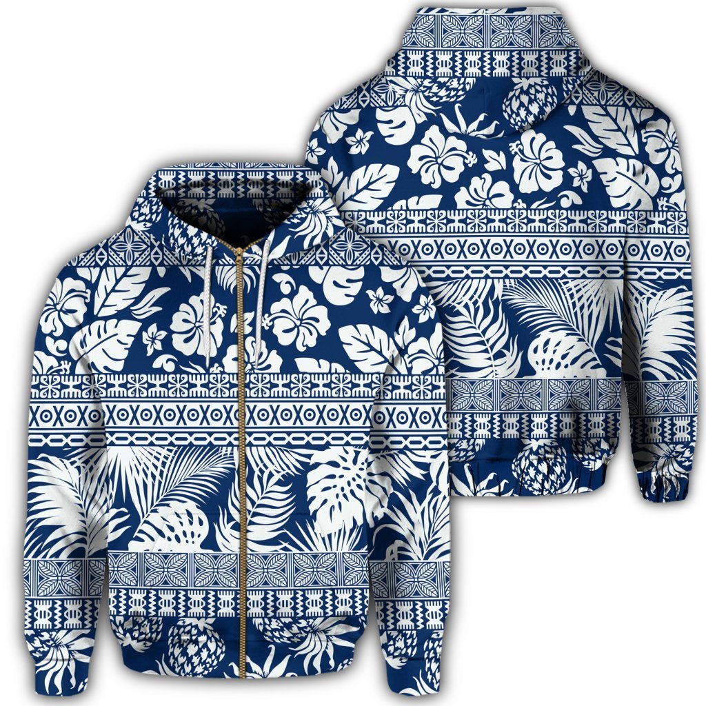 Hawaii Tropical Pattern Zip Hoodie Unisex Art - Polynesian Pride