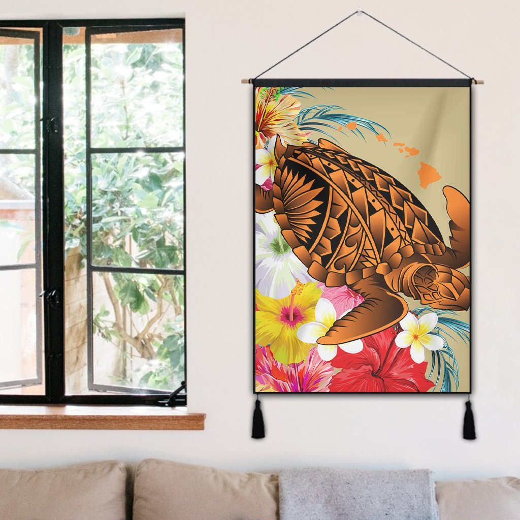 Hawaii Tropical Turtle Hibiscus And Plumeria Hanging Poster - AH - Polynesian Pride