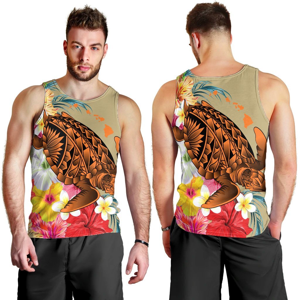 Hawaii Tropical Turtle Hibiscus And Plumeria Tank Top - AH - Polynesian Pride