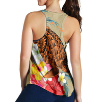 Hawaii Tropical Turtle Hibiscus And Plumeria Racerback Tank - AH - Polynesian Pride