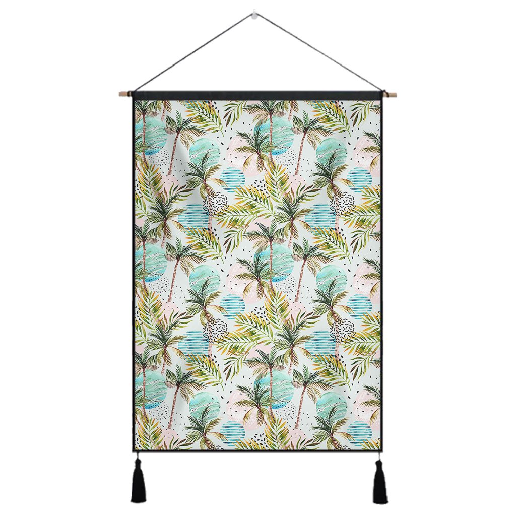 Hawaii Tropical Watercolor Palm Tree Leaf Hanging Poster - AH- Hanging Poster 43 x 65 cm Cotton And Linen - Polynesian Pride