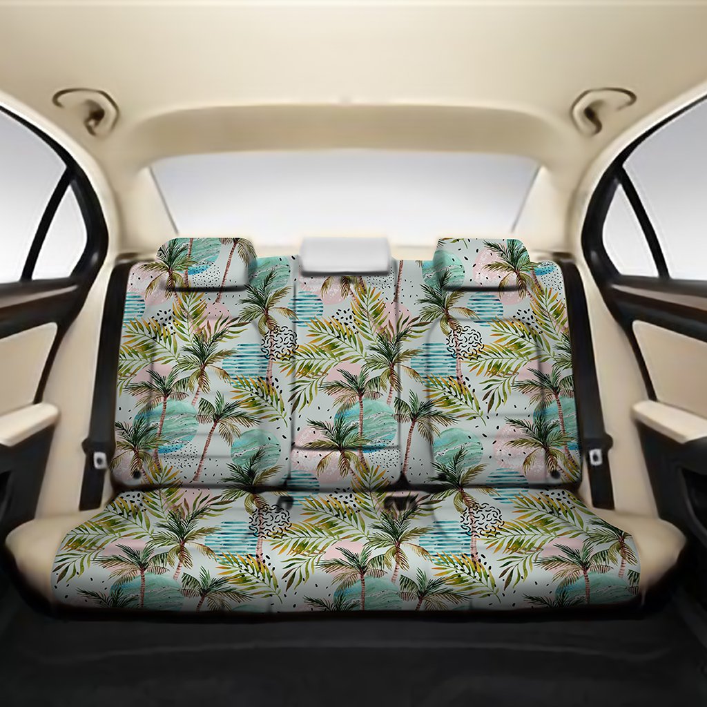 Hawaii Tropical Watercolor Palm Tree Leaf Back Seat Cover One Size Black Back Car Seat Covers - Polynesian Pride