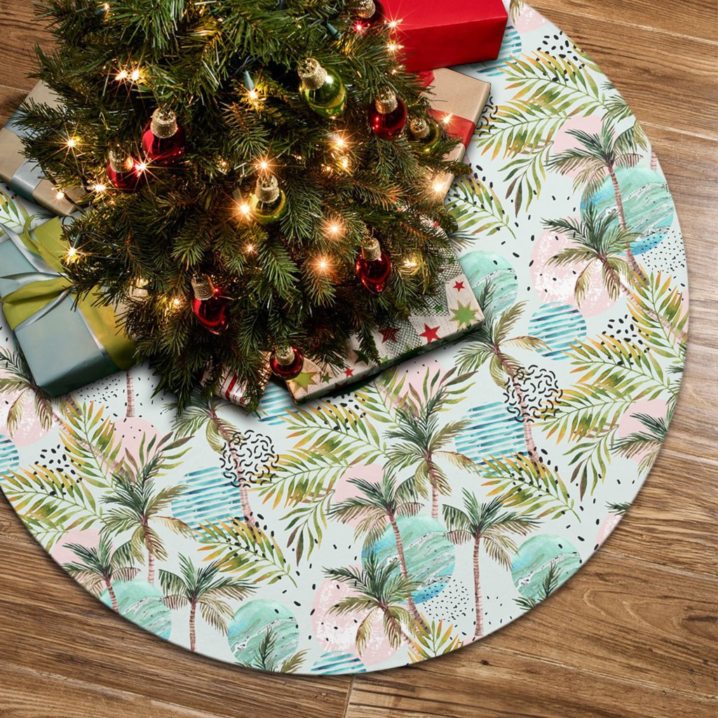 Hawaii Tropical Watercolor Palm Tree Leaf Tree Skirt - Polynesian Pride