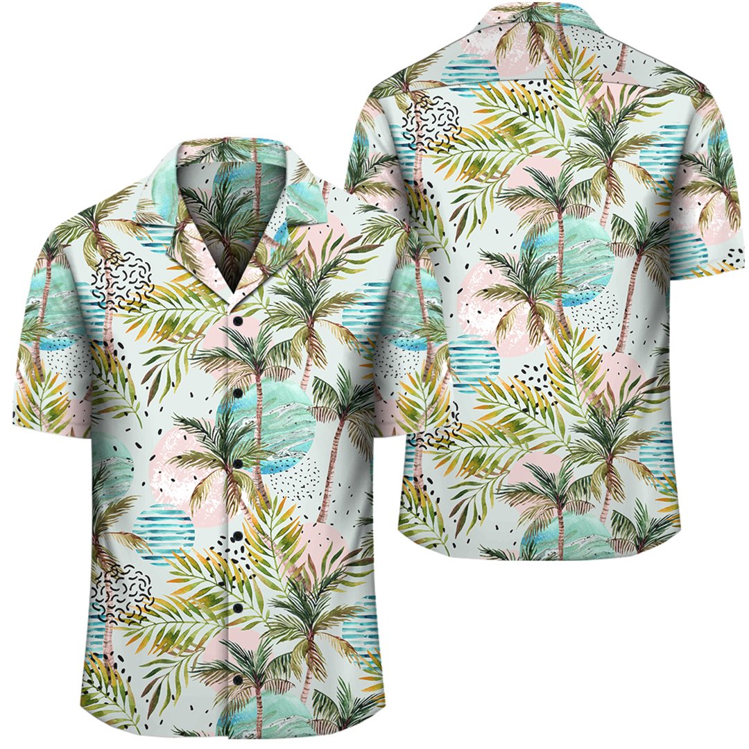 Hawaii Tropical Watercolor Palm Tree Leaf Hawaiian Shirt Unisex Black - Polynesian Pride