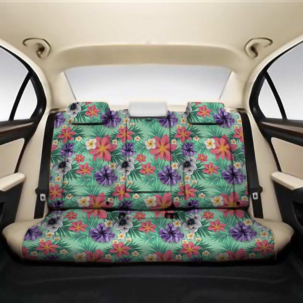 Hawaii Tropical flower, blossom cluster seamless pattern Tropical Flowers Palm Leaves Plant And Leaf Back Seat Cover One Size Black Back Car Seat Covers - Polynesian Pride