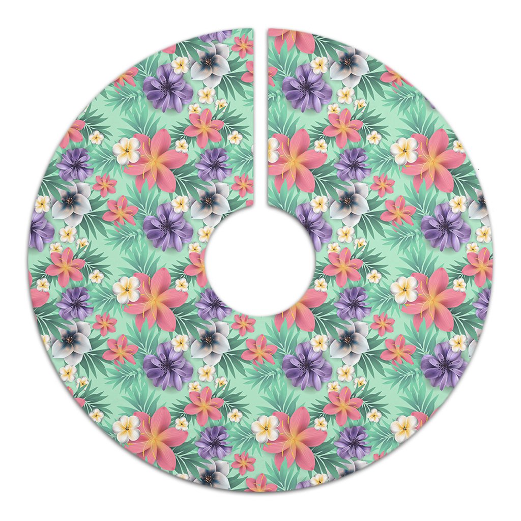 Hawaii Tropical flower, blossom cluster seamless pattern Tropical Flowers Palm Leaves Plant And Leaf Tree Skirt - Polynesian Pride