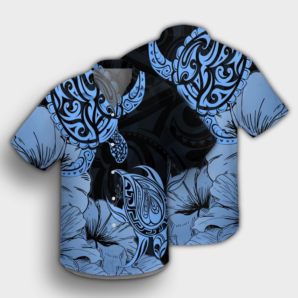 Hawaii Turtle Hawaiian Shirt Polynesian Hibiscus Art Blue - AH - Polynesian Pride