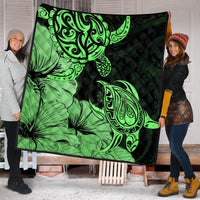 Hawaii Turtle Premium Quilts Polynesian Hibiscus Art Green - AH - Polynesian Pride