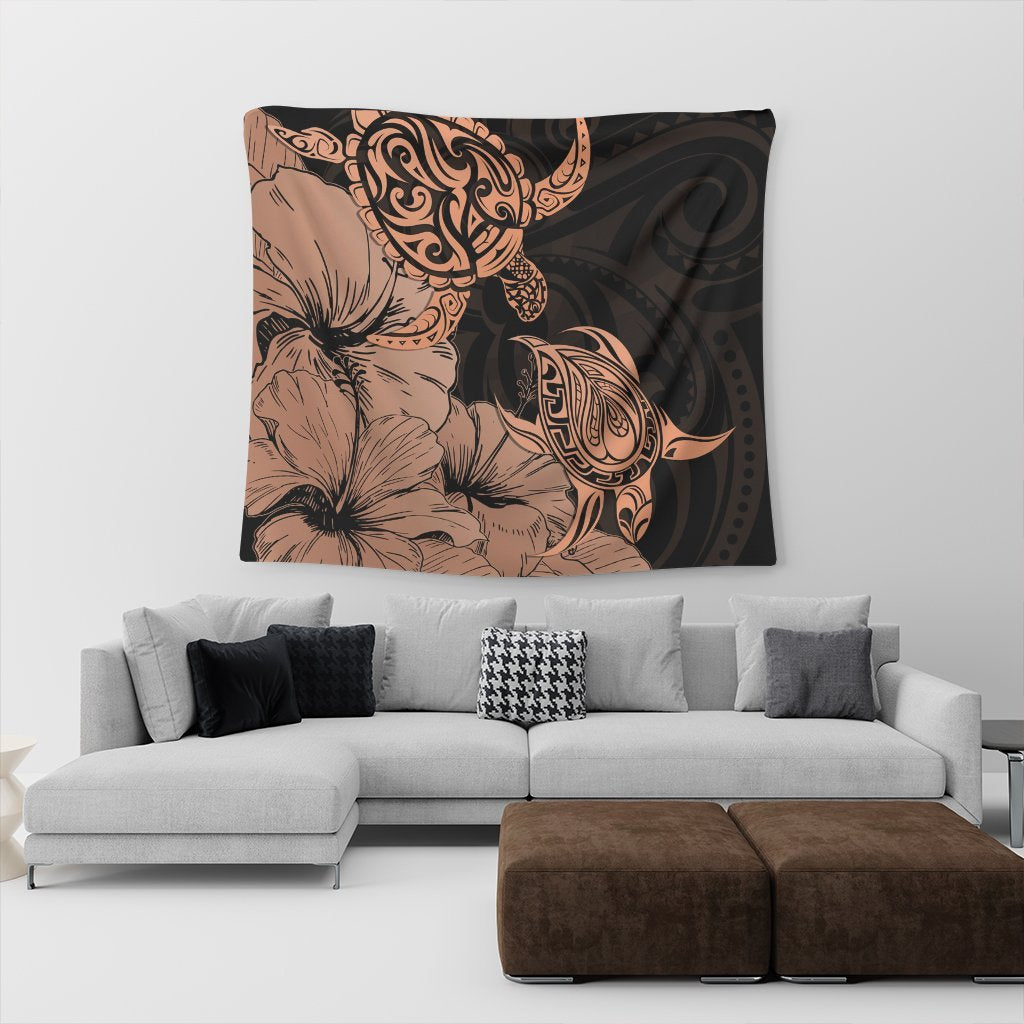 Hawaii Turtle Tapestry Polynesian Hibiscus Art Organe - AH - Polynesian Pride