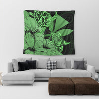 Hawaii Turtle Tapestry Polynesian Hibiscus Art Ver 2.0 Green - AH - Polynesian Pride