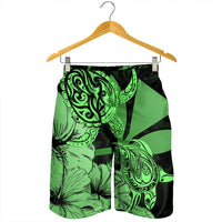 Hawaii Turtle Men's Shorts Polynesian Hibiscus Art Ver 2.0 Green - AH - Polynesian Pride