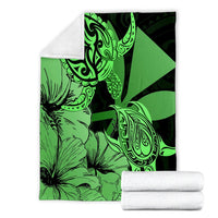 Hawaii Turtle Premium Blankets Polynesian Hibiscus Art Ver 2.0 Green - AH - Polynesian Pride
