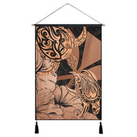 Hawaii Turtle Hanging Poster Polynesian Hibiscus Art Ver 2.0 Orange - AH Hanging Poster Cotton And Linen - Polynesian Pride