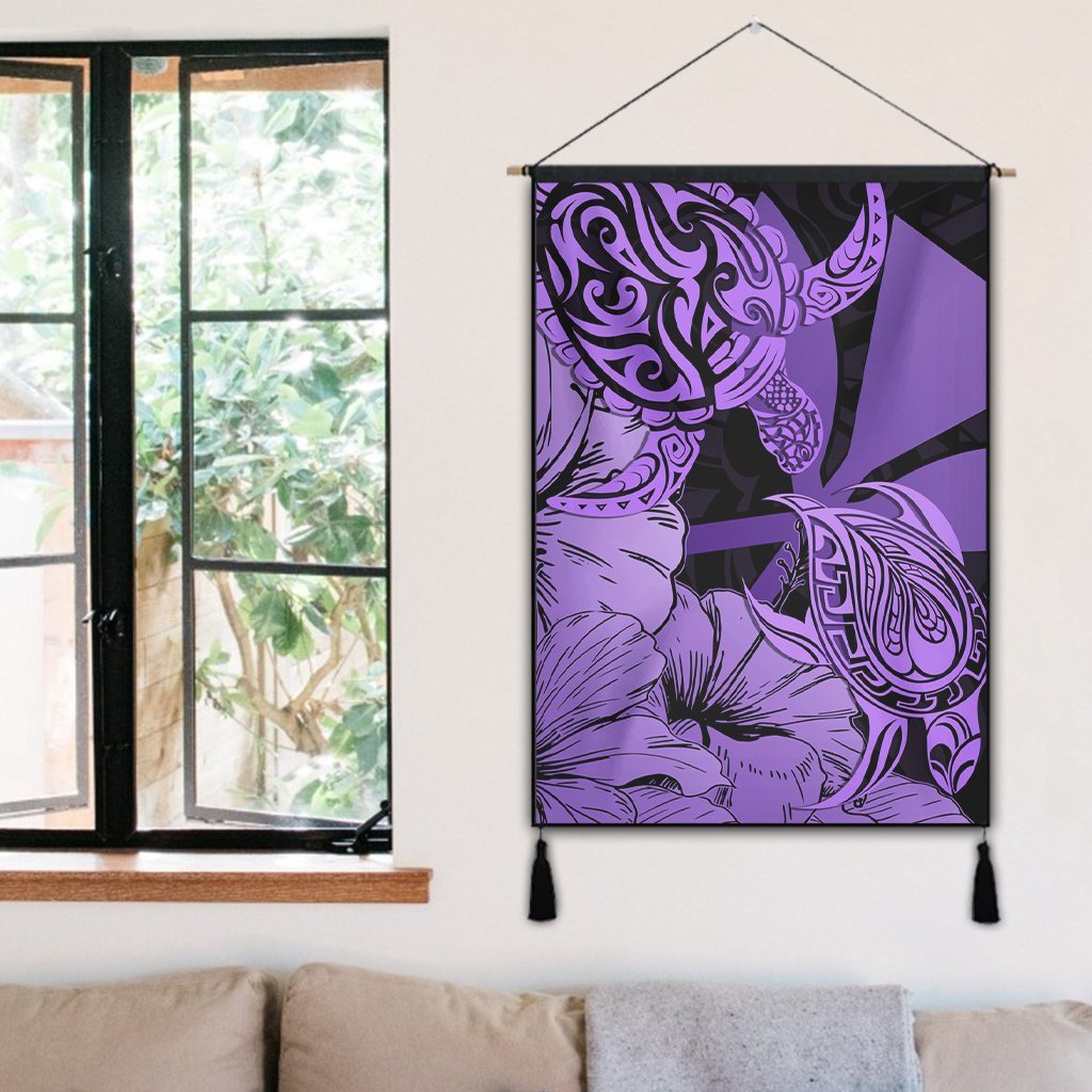 Hawaii Turtle Hanging Poster Polynesian Hibiscus Art Ver 2.0 Violet - AH - Polynesian Pride