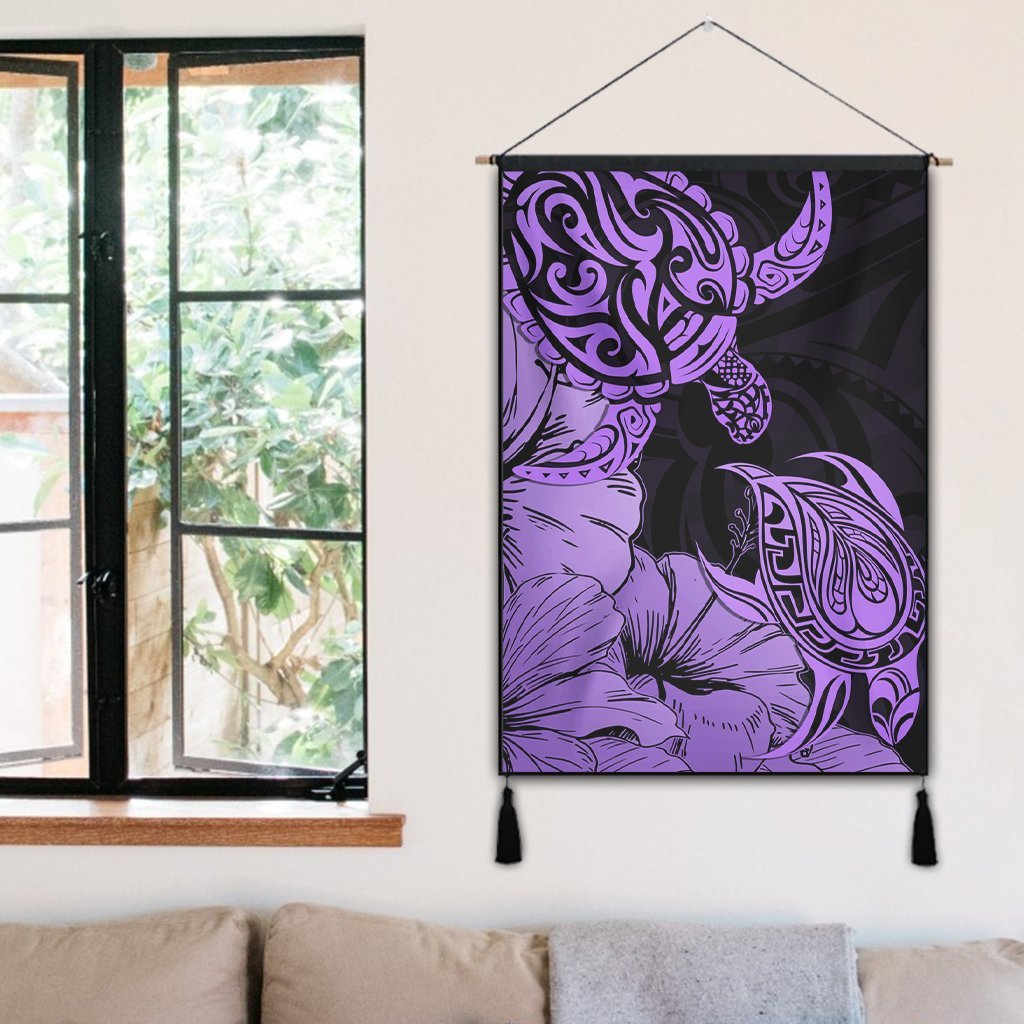 Hawaii Turtle Hanging Poster Polynesian Hibiscus Art Violet - AH - Polynesian Pride