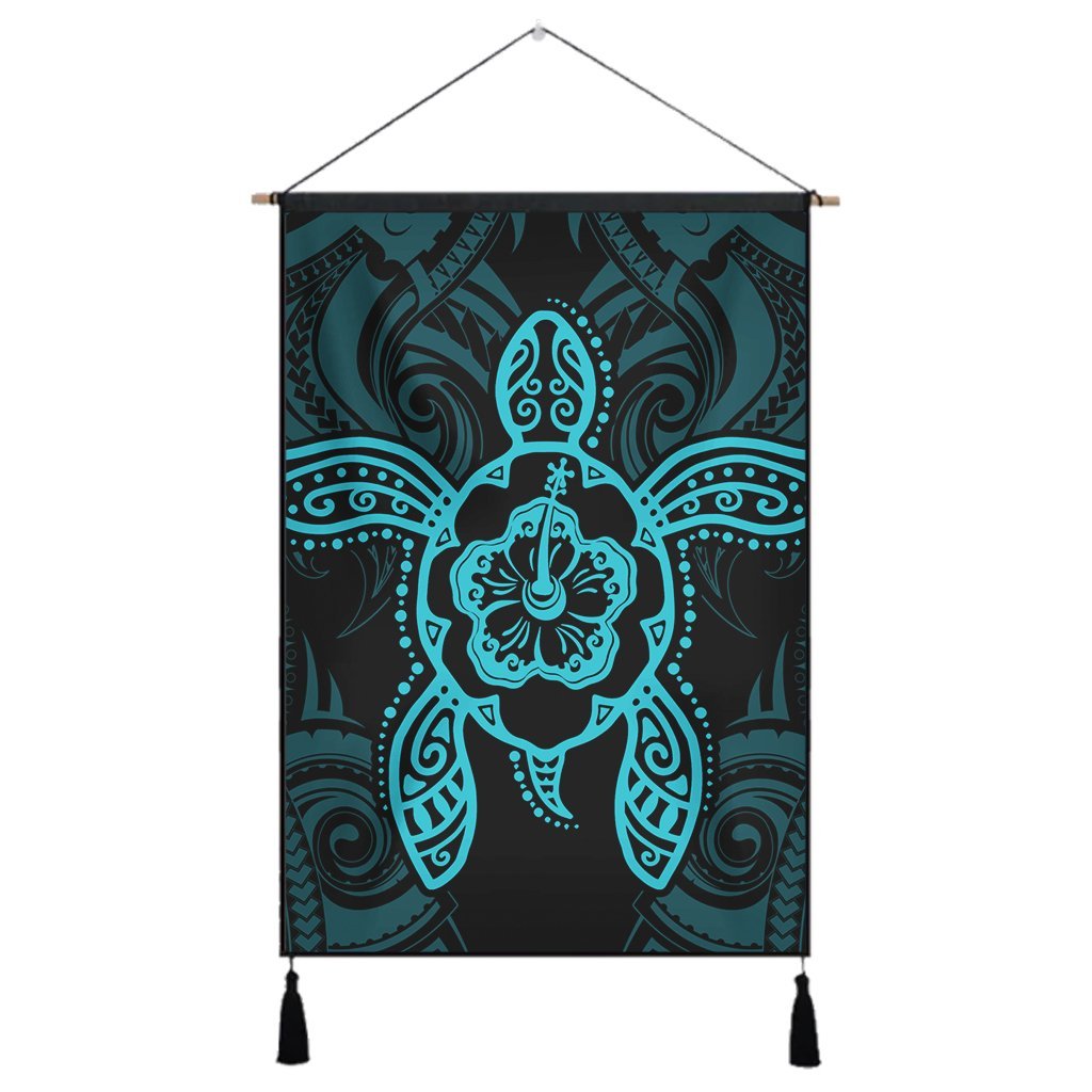Hawaii Turtle Fixed Blue Hanging Poster AH Hanging Poster Cotton And Linen - Polynesian Pride
