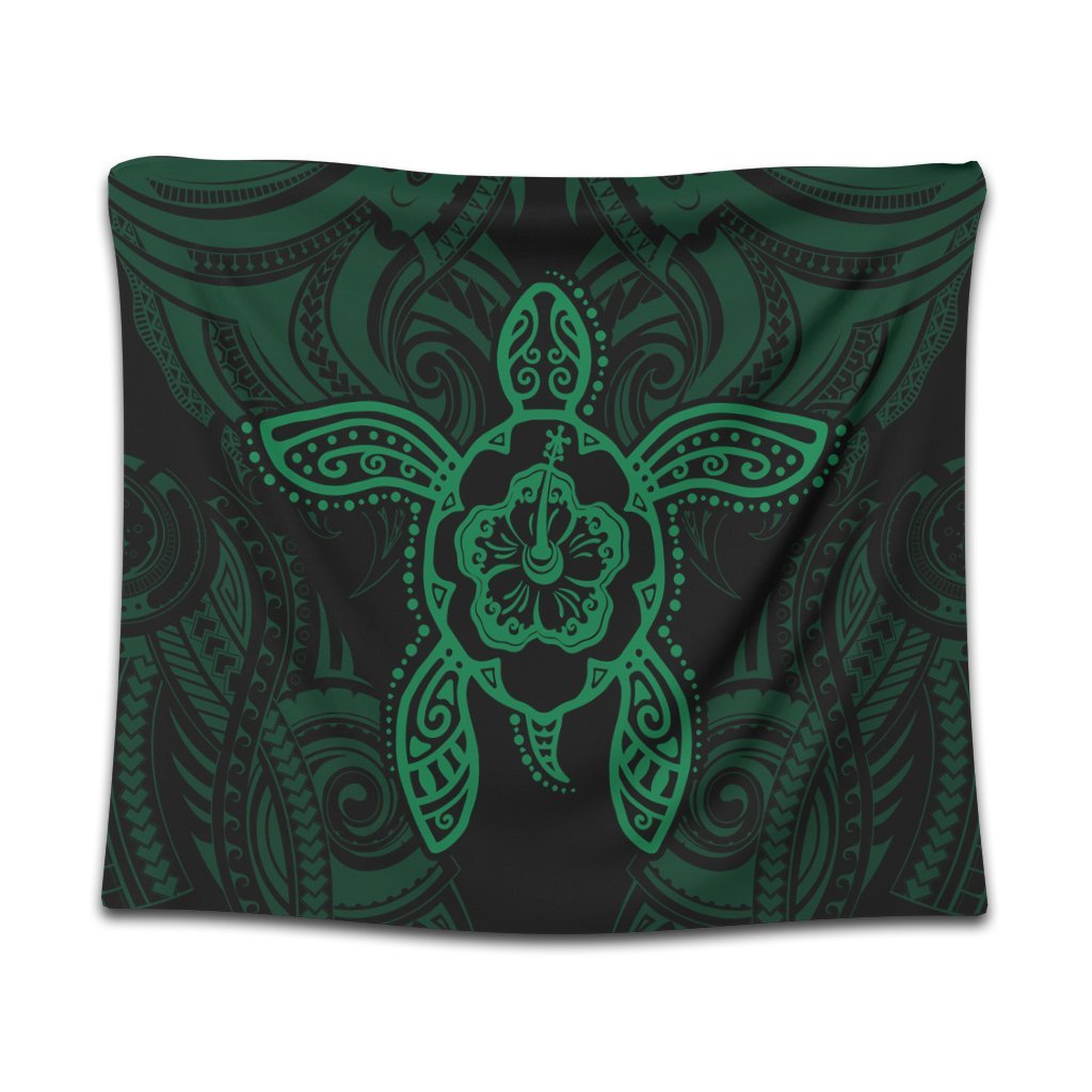 Hawaii Turtle Fixed Green Tapestry AH Wall Tapestry Black - Polynesian Pride