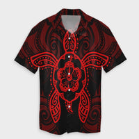 Hawaii Turtle Fixed Red Hawaiian Shirt AH Unisex Black - Polynesian Pride