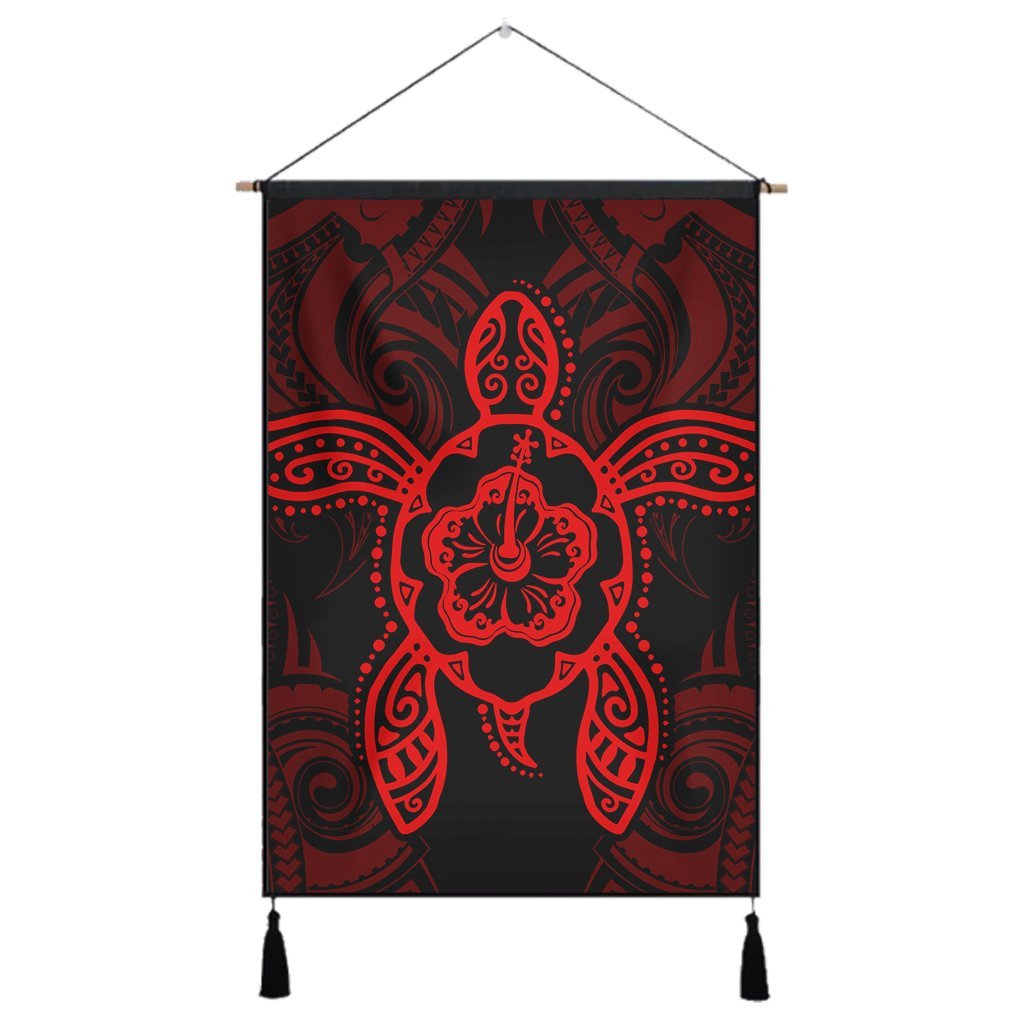 Hawaii Turtle Fixed Red Hanging Poster AH Hanging Poster Cotton And Linen - Polynesian Pride
