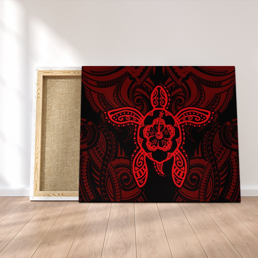 Hawaii Turtle Fixed Red Canvas AH Canvas Poly-cotton - Polynesian Pride