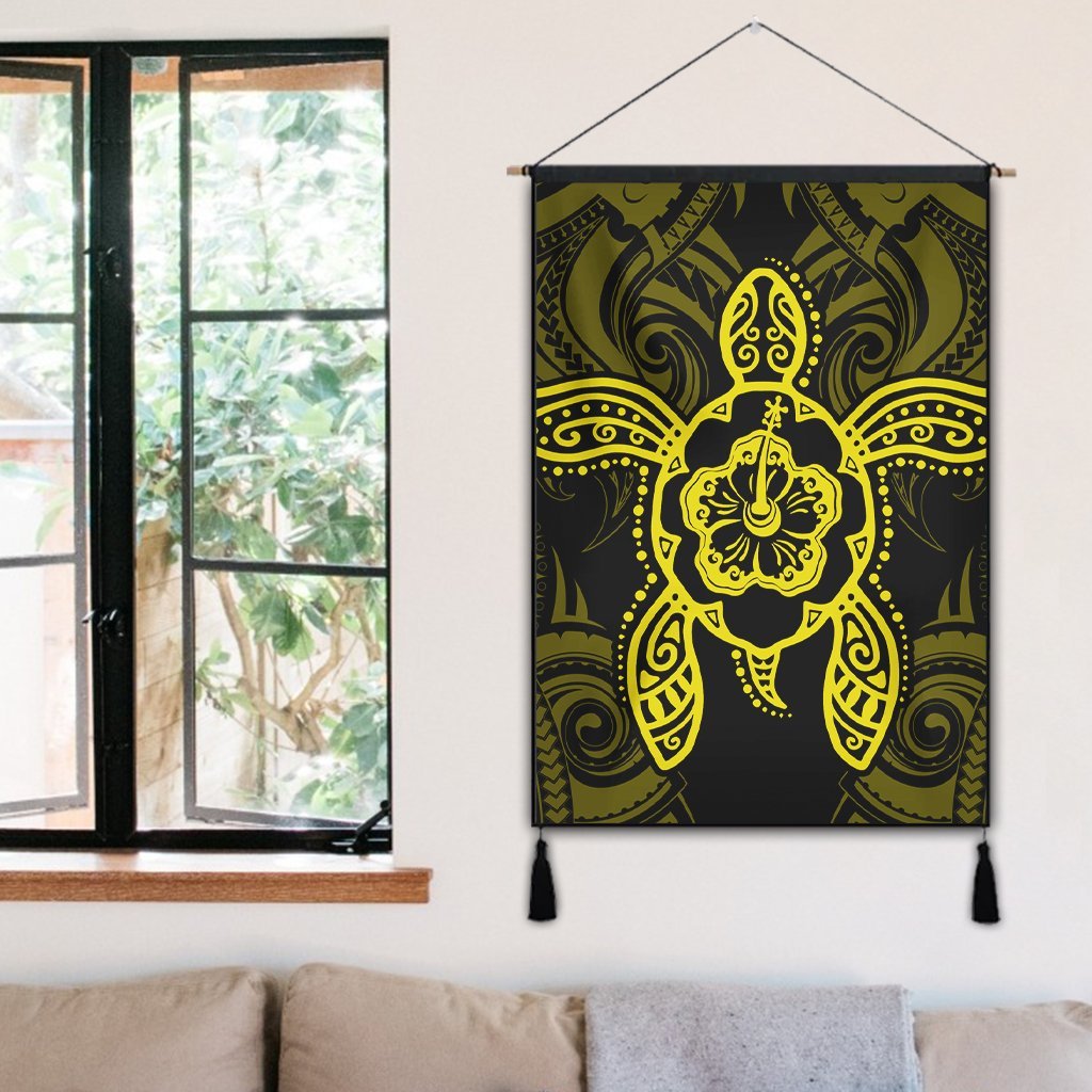 Hawaii Turtle Fixed Yellow Hanging Poster AH - Polynesian Pride