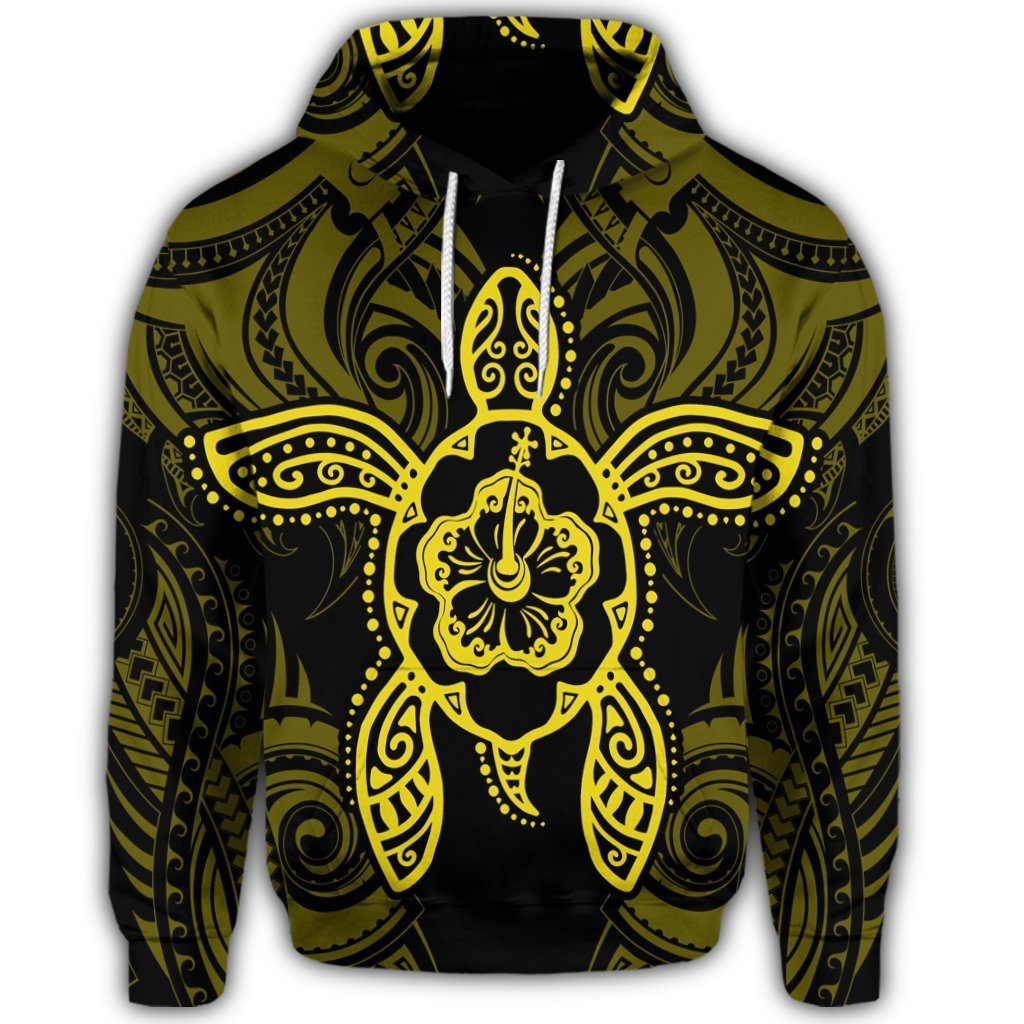 Hawaiian Turtle Fixed Yellow Hoodie - Polynesian Pride