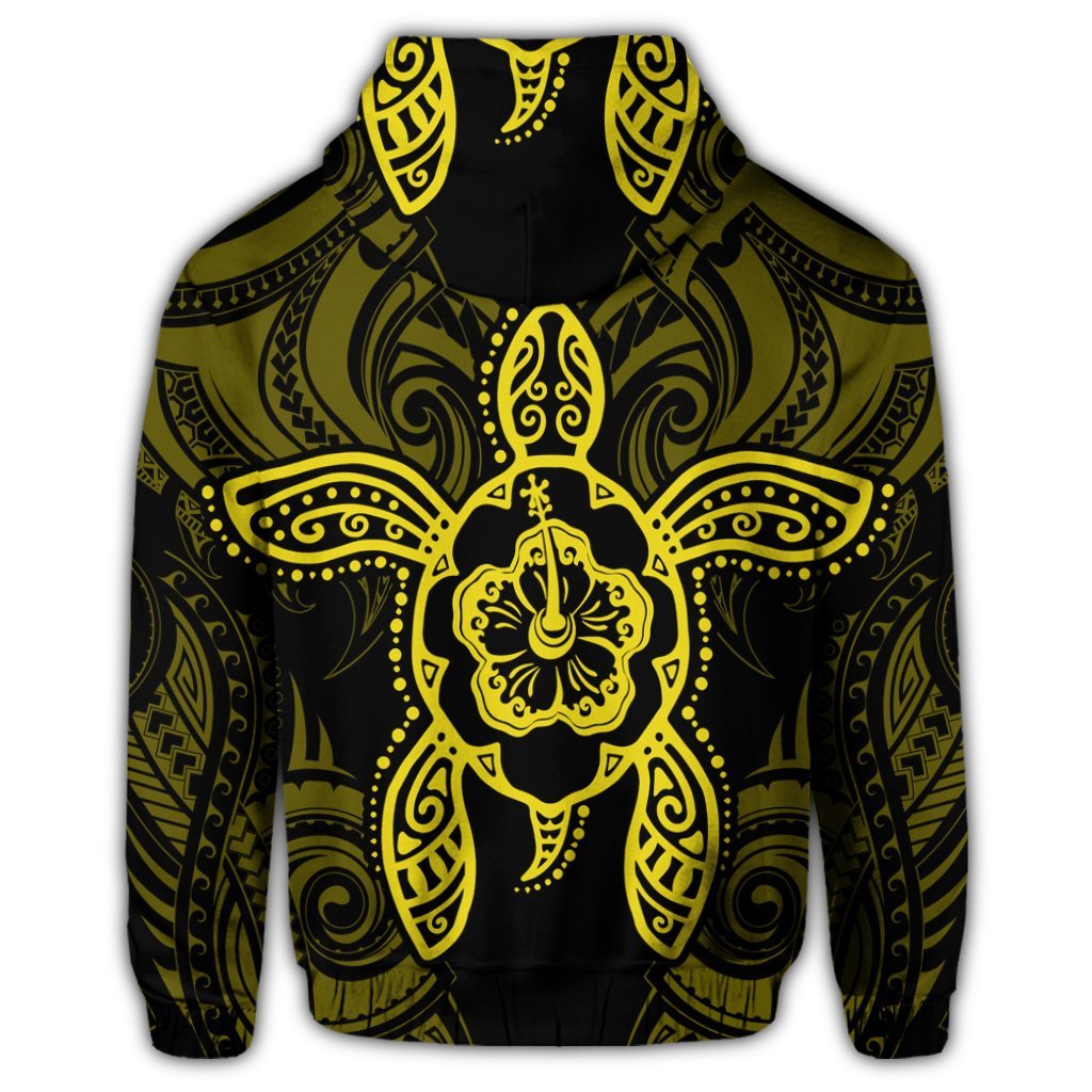 Hawaii Turtle Fixed Yellow Zip Hoodie - Polynesian Pride