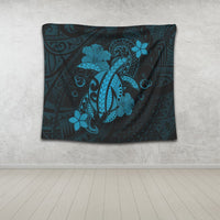 Hawaii Turtle Flower Polynesian Tapestry - Turquoise - AH - Polynesian Pride