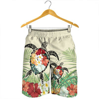 Hawaii Turtle Flowers Coconut Tree Leaf Men's Shorts - AH - Polynesian Pride