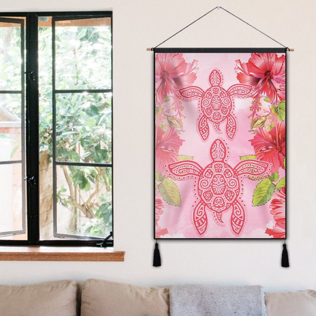 Hawaii Turtle Hibiscus Hanging Poster - Pink Style - AH - Polynesian Pride