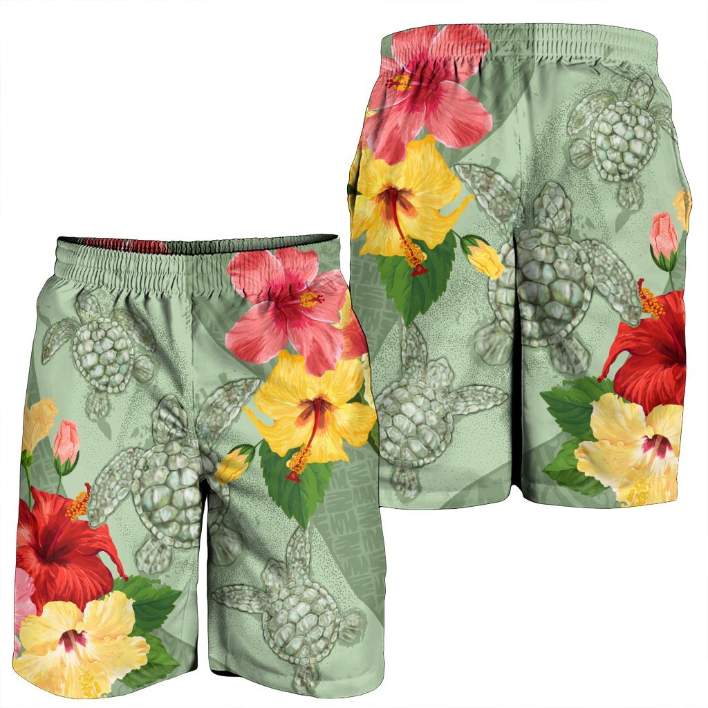 Hawaii Turtle Hibiscus Men's Shorts - Tink Style - AH - Polynesian Pride