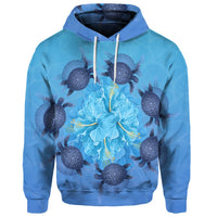 Custom Hawaii Turtle Hibiscus Blue Hoodie - Polynesian Pride