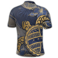Hawaii Turtle Hibiscus Gold Polo Shirt Kyn Style - Polynesian Pride