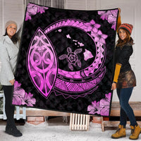 Hawaii Turtle Hibiscus Map Polynesian Premium Quilts Pink - AH - Polynesian Pride