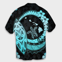 Hawaii Turtle Hibiscus Map Polynesian Hawaiian Shirt Turquoise - AH - Polynesian Pride