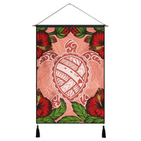 Hawaii Turtle Hibiscus Pink Hanging Poster - Fide Style - AH Hanging Poster Cotton And Linen - Polynesian Pride