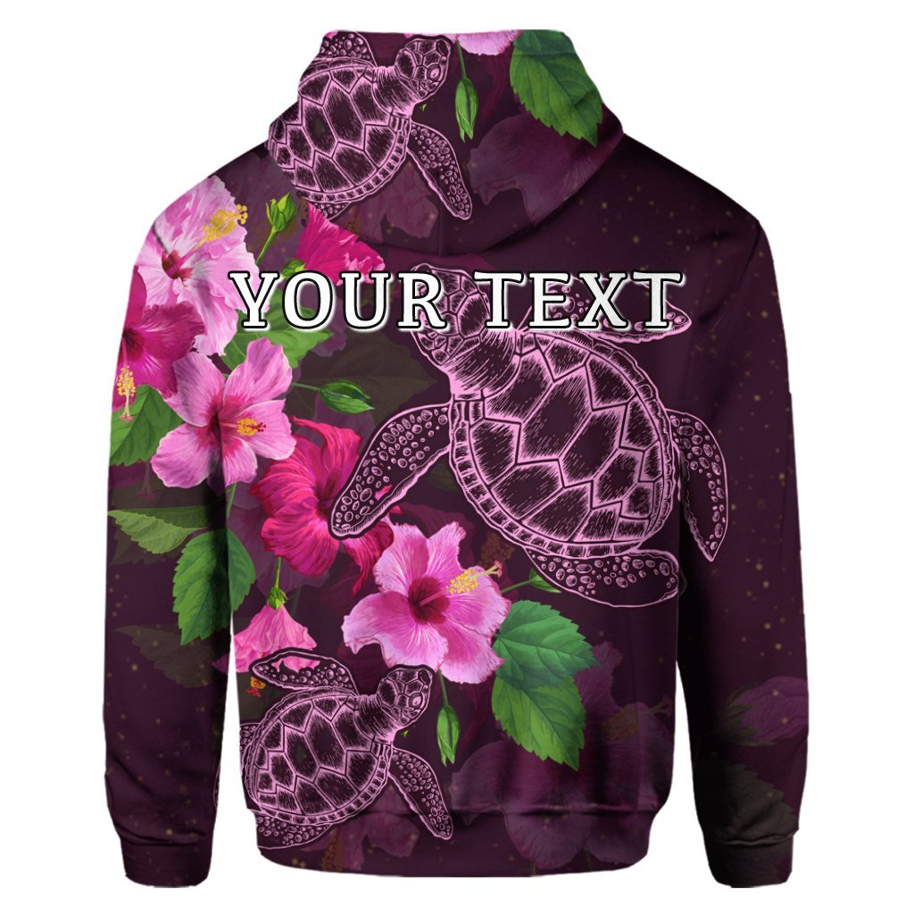 Custom Hawaii Turtle Hibiscus Pink Simple Hoodie - Polynesian Pride