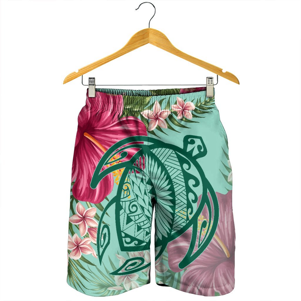 Hawaii Turtle Hibiscus Plumeria Men's Shorts - Hug Style - AH - Polynesian Pride