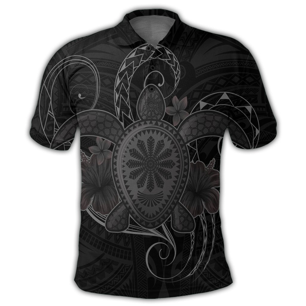 Hawaii Turtle Hibiscus Polynesian Polo Shirt Full Style Gray - Polynesian Pride