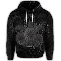 Hawaiian Turtle Hibiscus Polynesian Hoodie Full Style Gray - Polynesian Pride