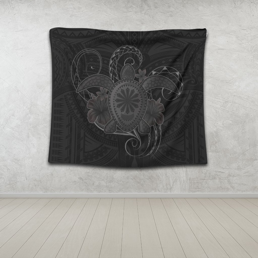 Hawaii Turtle Hibiscus Polynesian Tapestry - Full Style - Gray - AH - Polynesian Pride