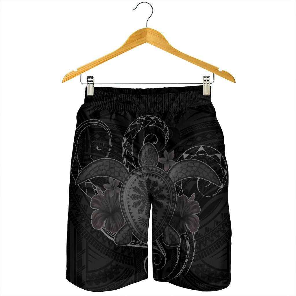 Hawaii Turtle Hibiscus Polynesian Men's Shorts - Full Style - Gray - AH - Polynesian Pride