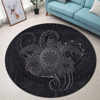 Hawaii Turtle Hibiscus Polynesian Round Carpet - Full Style - Gray - AH - Polynesian Pride