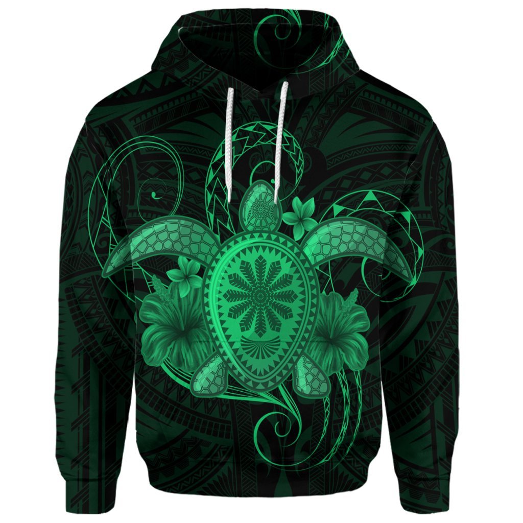 Custom Hawaii Turtle Hibiscus Polynesian Hoodie Full Style Green - Polynesian Pride