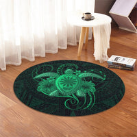 Hawaii Turtle Hibiscus Polynesian Round Carpet - Full Style - Green - AH - Polynesian Pride