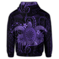 Hawaii Turtle Hibiscus Polynesian Zip Hoodie Full Style Purple - Polynesian Pride