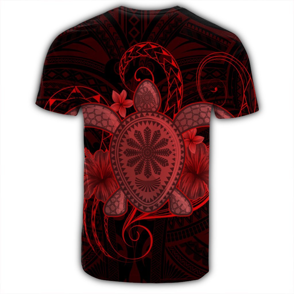 Hawaii Turtle Hibiscus Polynesian T Shirt Full Style Red - Polynesian Pride