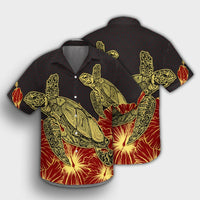 Hawaii Turtle Hibiscus Red Hawaiian Shirt - AH - Polynesian Pride