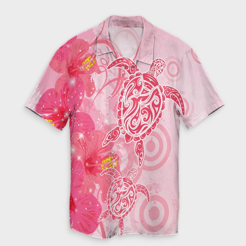 Hawaii Turtle Hibiscus Vintage Pink Hawaiian Shirt - AH Unisex Black - Polynesian Pride